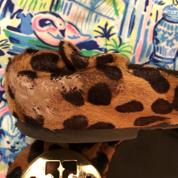 Tory Burch Reva ballet flats leopard pony hair calf animal print elastic size 8 - Picture 14 of 16